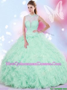 Fashion Sleeveless Beading and Ruffles Lace Up Sweet 16 Quinceanera Dress