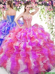 Glorious Floor Length Ball Gowns Sleeveless Multi-color 15 Quinceanera Dress Lace Up