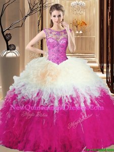 Floor Length Ball Gowns Sleeveless Rose Pink 15 Quinceanera Dress Backless