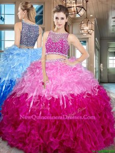Affordable Multi-color Sleeveless Beading and Ruffles Floor Length Sweet 16 Dress