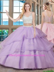 High Quality Beading Quince Ball Gowns Fuchsia Zipper Sleeveless With Brush Train
