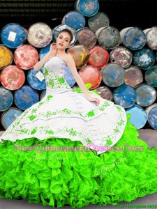 Wonderful Floor Length Spring Green 15th Birthday Dress Sweetheart Sleeveless Lace Up