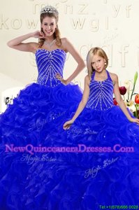 Free and Easy Spring and Summer and Fall and Winter Organza Sleeveless Floor Length Quinceanera Gown andBeading and Ruffles