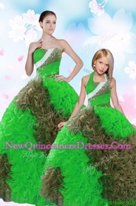 Hot Selling Floor Length Multi-color Sweet 16 Quinceanera Dress Taffeta Sleeveless Spring and Summer and Fall and Winter Sequins and Pick Ups