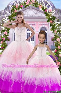 Luxury Multi-color Sleeveless Tulle Lace Up Sweet 16 Dress for Military Ball and Sweet 16 and Quinceanera