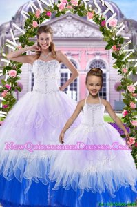 Custom Design Ball Gowns Quinceanera Dresses Multi-color Sweetheart Tulle Sleeveless Floor Length Lace Up