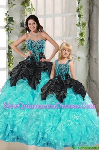 Custom Designed Sleeveless Beading and Ruffles Lace Up 15 Quinceanera Dress