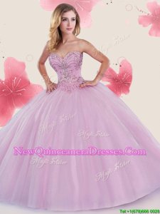 Inexpensive Floor Length Ball Gowns Sleeveless Lilac 15 Quinceanera Dress Lace Up