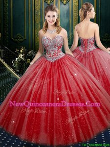 Adorable Sleeveless Lace Up Floor Length Beading and Sequins Sweet 16 Dresses