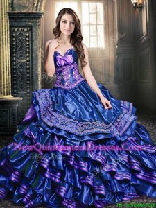 Perfect Petticoat Sleeveless Appliques and Ruffled Layers and Bowknot Lace Up Quinceanera Gowns