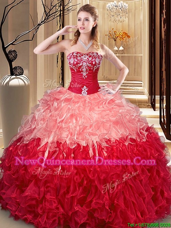 Exquisite Ball Gowns Quinceanera Gowns Multi-color Sweetheart Organza Sleeveless Floor Length Lace Up