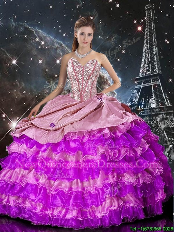 Captivating Sweetheart Sleeveless Lace Up Quinceanera Gown Multi-color Organza