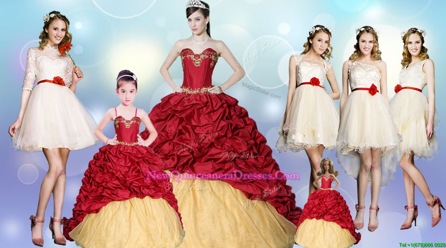 Lovely Wine Red Sweetheart Neckline Beading and Appliques and Pick Ups Quinceanera Dresses Sleeveless Lace Up